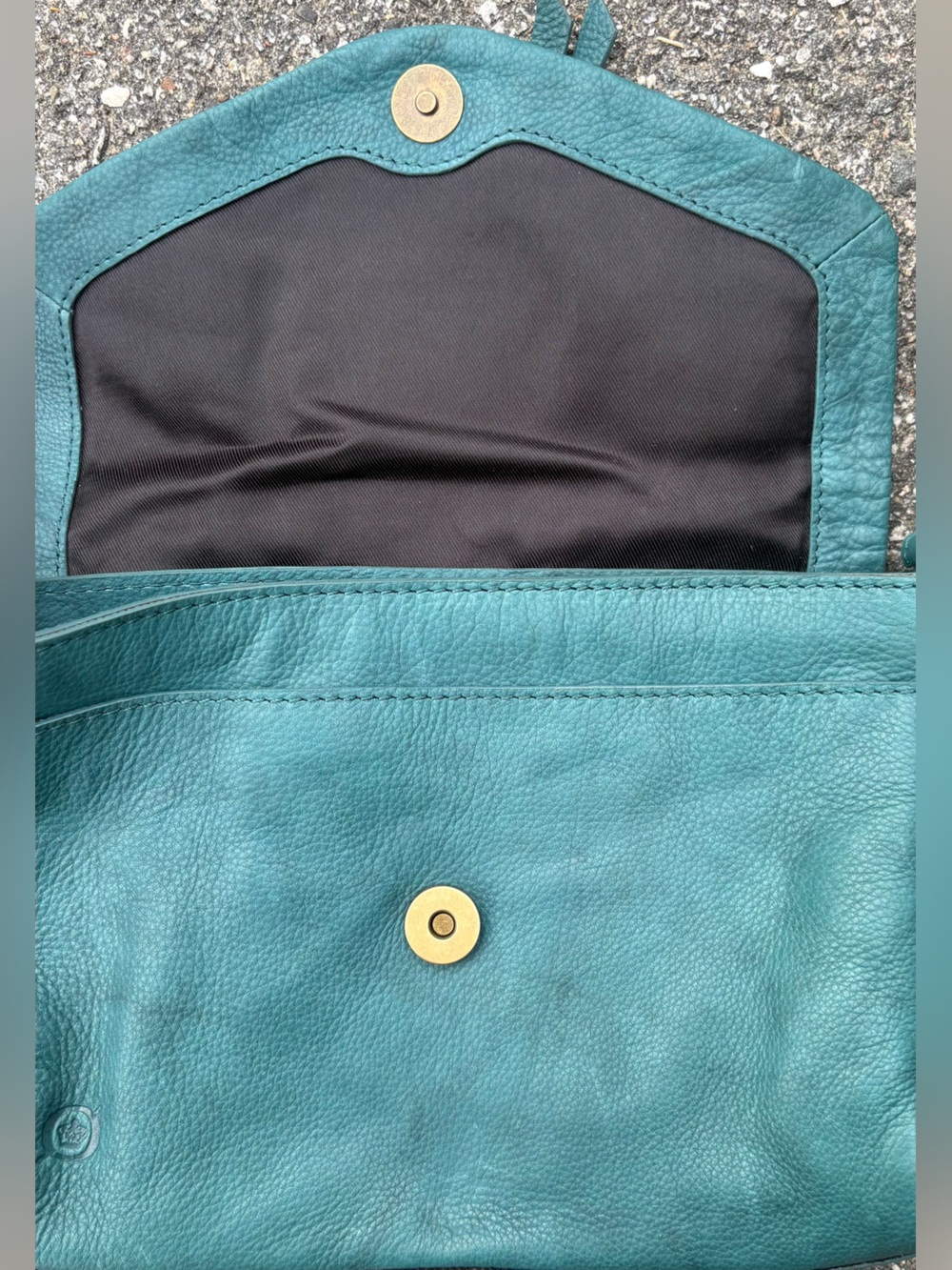 NWOT! Genuine Leather Everyday Envelope Crossbody/Shoulder Bag, “Mineral Blue” - Picture 10 of 11